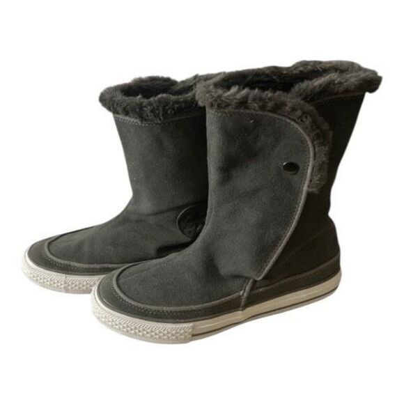 Converse All-Star Chuck Taylor Beverly Women Gray Suede Mid Calf Boots Size 6.5 - Picture 3 of 11
